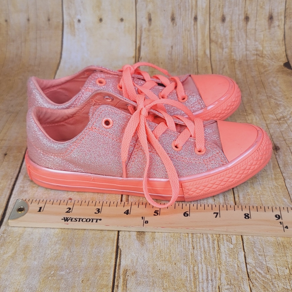 Converse Girls Glitter Orange Sneakers Size 1